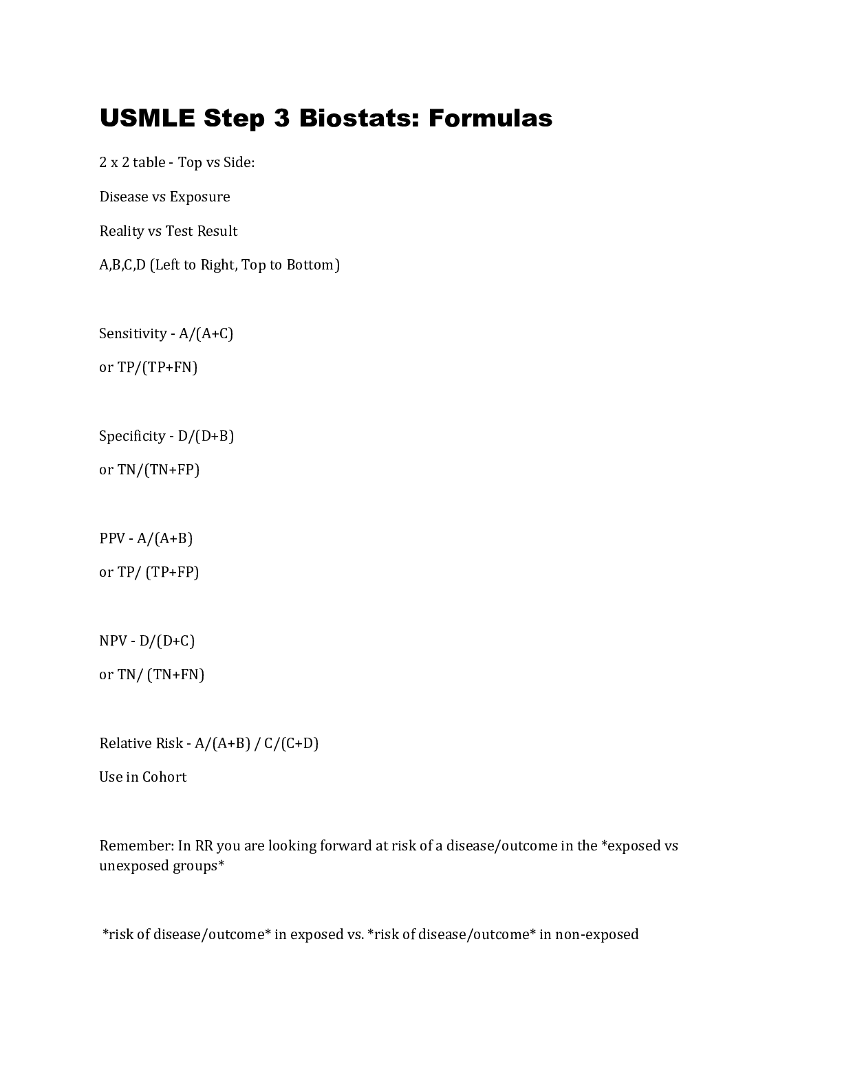 Preview image for USMLE Step 3 Biostats_ Formulas